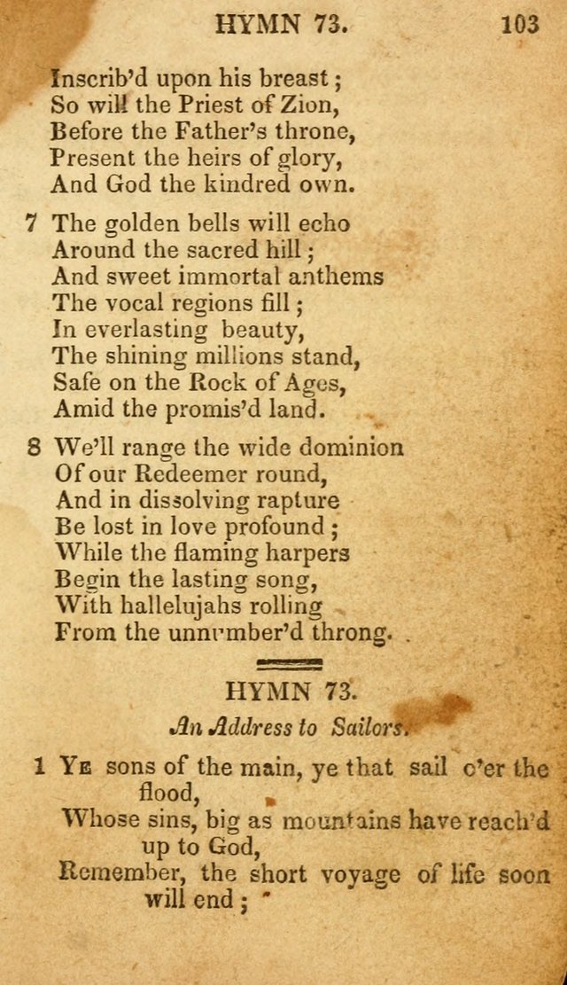 The New and Improved Camp Meeting Hymn Book: being a choice selection of hymns from the most approved authors. Designed to aid in the public and private devotions of Christians page 110