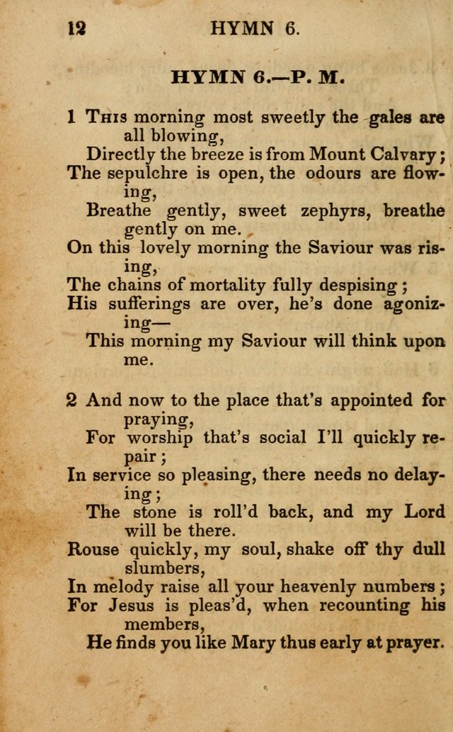 The New and Improved Camp Meeting Hymn Book; being a choice selection of hymns from the most approved authors designed to aid in the public and private devotion of Christians (4th ed. Stereotype) page 12