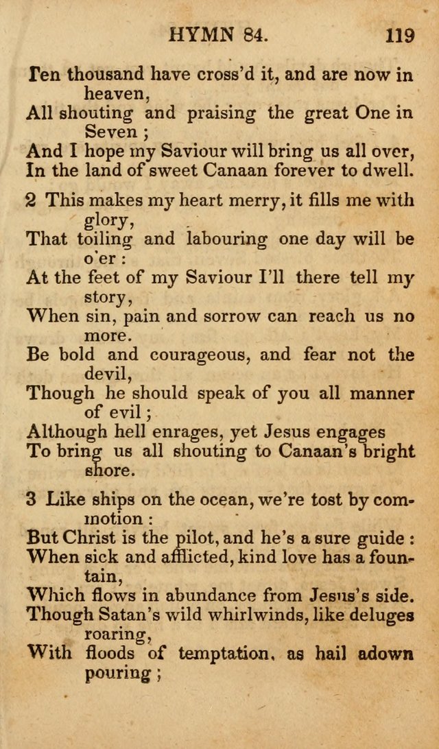 The New and Improved Camp Meeting Hymn Book; being a choice selection of hymns from the most approved authors designed to aid in the public and private devotion of Christians (4th ed. Stereotype) page 121