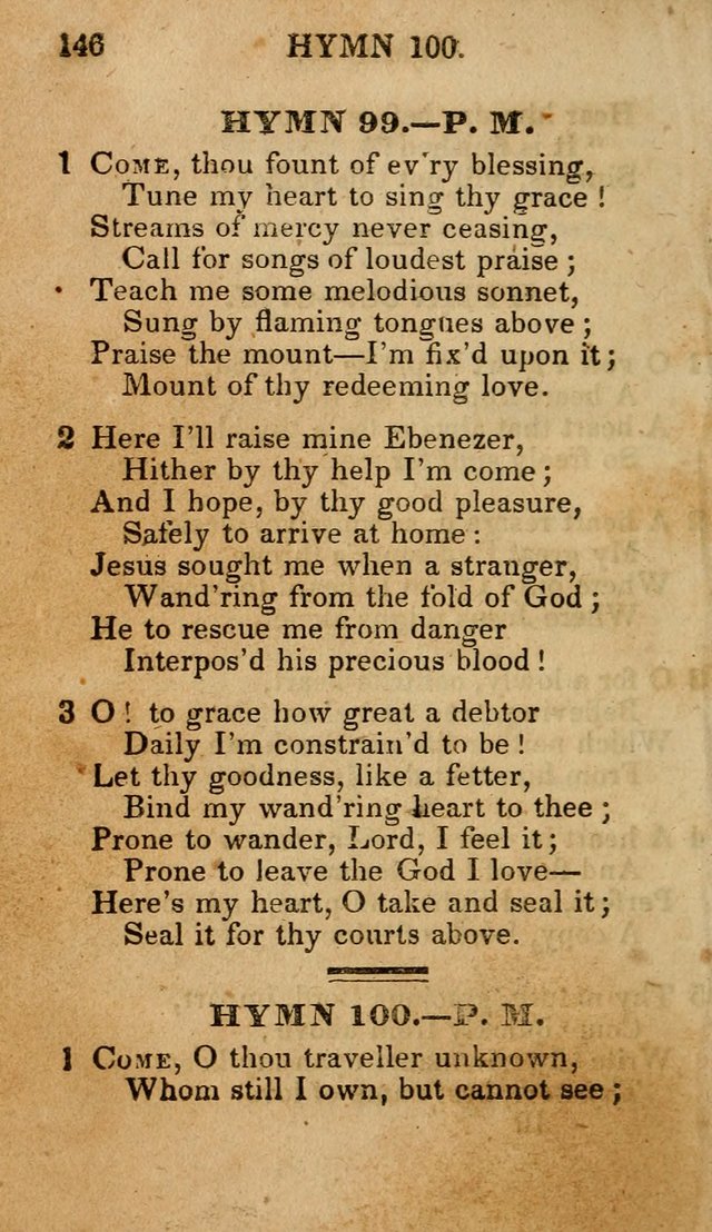 The New and Improved Camp Meeting Hymn Book; being a choice selection of hymns from the most approved authors designed to aid in the public and private devotion of Christians (4th ed. Stereotype) page 148