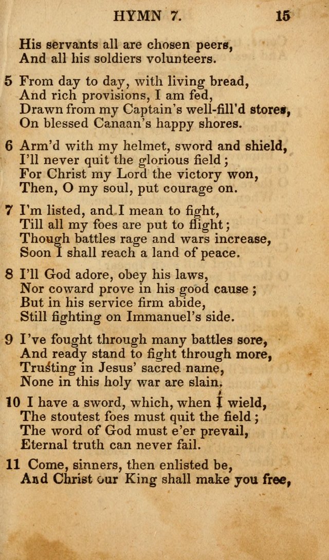 The New and Improved Camp Meeting Hymn Book; being a choice selection of hymns from the most approved authors designed to aid in the public and private devotion of Christians (4th ed. Stereotype) page 15