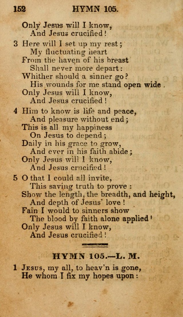 The New and Improved Camp Meeting Hymn Book; being a choice selection of hymns from the most approved authors designed to aid in the public and private devotion of Christians (4th ed. Stereotype) page 154