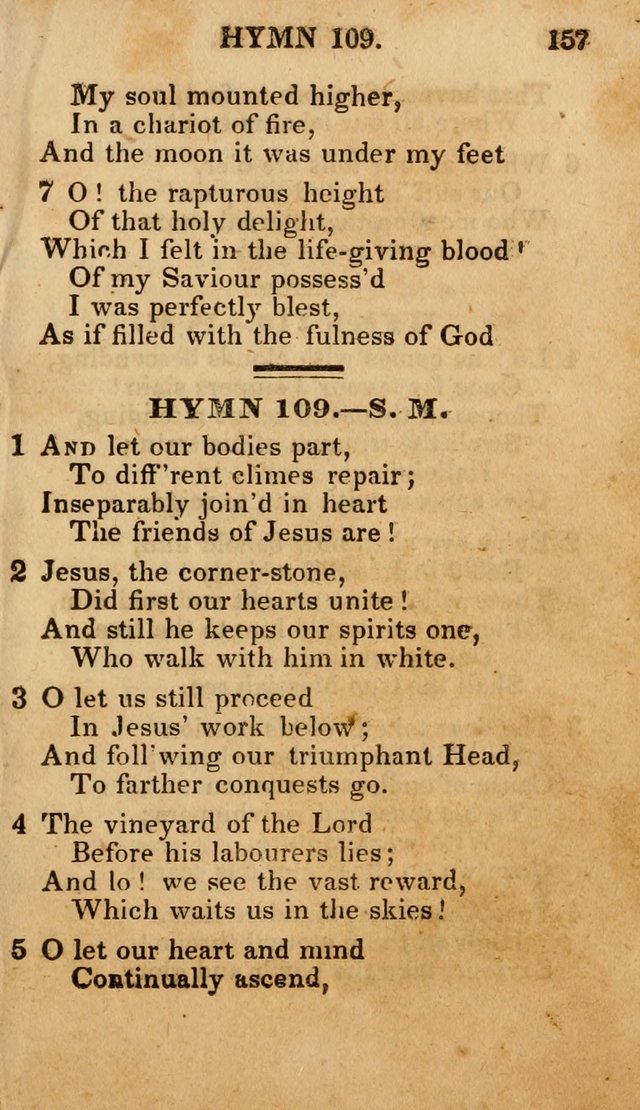 The New and Improved Camp Meeting Hymn Book; being a choice selection of hymns from the most approved authors designed to aid in the public and private devotion of Christians (4th ed. Stereotype) page 159