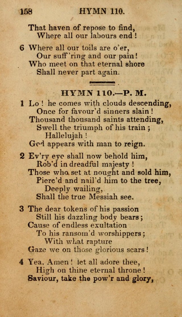 The New and Improved Camp Meeting Hymn Book; being a choice selection of hymns from the most approved authors designed to aid in the public and private devotion of Christians (4th ed. Stereotype) page 160