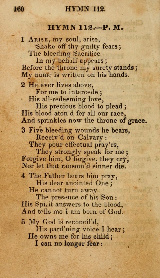 The New and Improved Camp Meeting Hymn Book; being a choice selection of hymns from the most approved authors designed to aid in the public and private devotion of Christians (4th ed. Stereotype) page 162