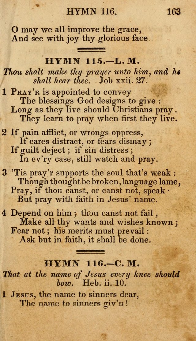 The New and Improved Camp Meeting Hymn Book; being a choice selection of hymns from the most approved authors designed to aid in the public and private devotion of Christians (4th ed. Stereotype) page 165