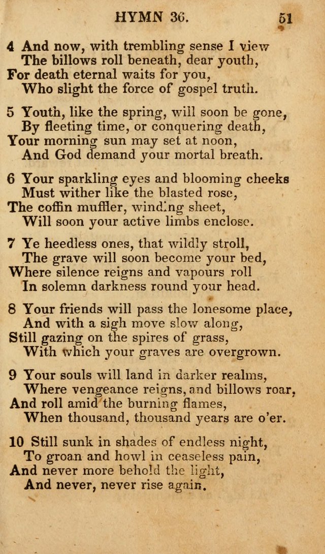 The New and Improved Camp Meeting Hymn Book; being a choice selection of hymns from the most approved authors designed to aid in the public and private devotion of Christians (4th ed. Stereotype) page 51