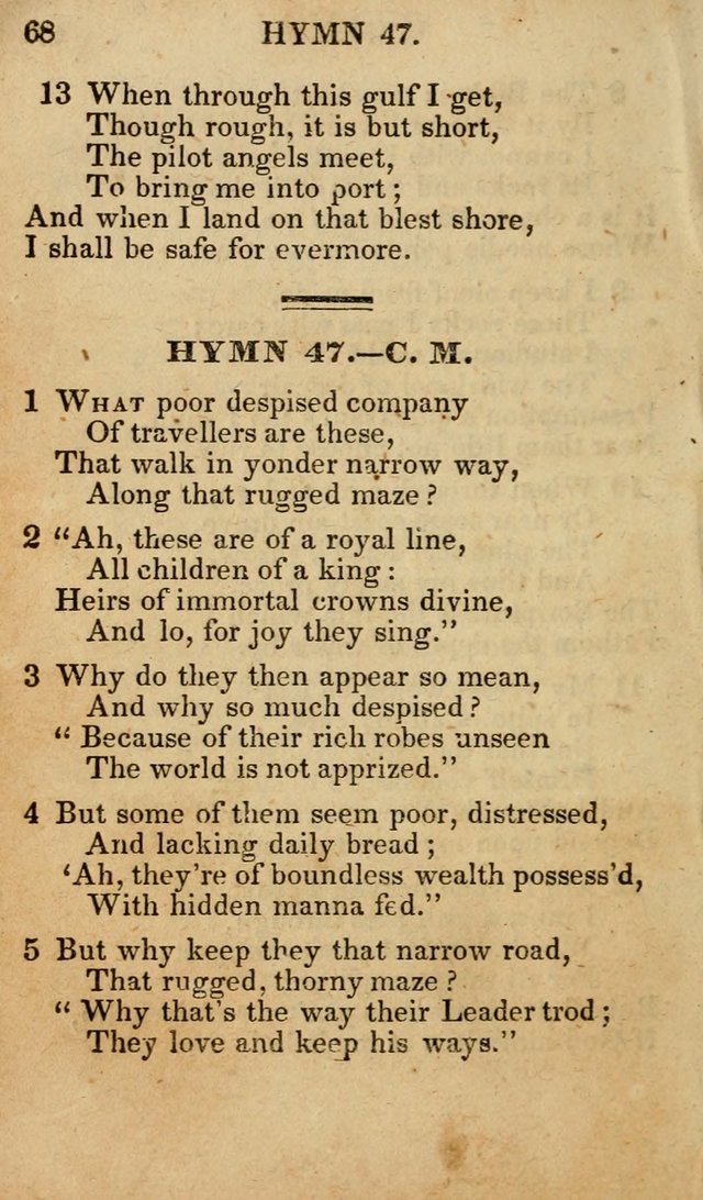 The New and Improved Camp Meeting Hymn Book; being a choice selection of hymns from the most approved authors designed to aid in the public and private devotion of Christians (4th ed. Stereotype) page 68