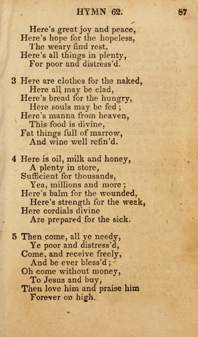 The New and Improved Camp Meeting Hymn Book; being a choice selection of hymns from the most approved authors designed to aid in the public and private devotion of Christians (4th ed. Stereotype) page 89