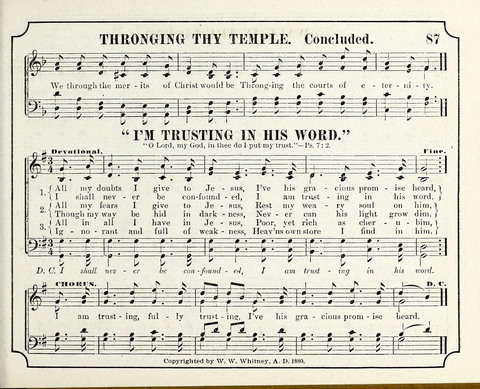 New Joy Bells: a collection of choice music for the Sunday-school, embracing several first prize songs written for the national content, besides a select variety of new songs never published before page 87