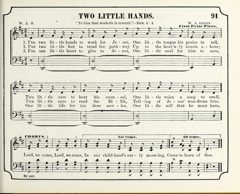 New Joy Bells: a collection of choice music for the Sunday-school, embracing several first prize songs written for the national content, besides a select variety of new songs never published before page 91