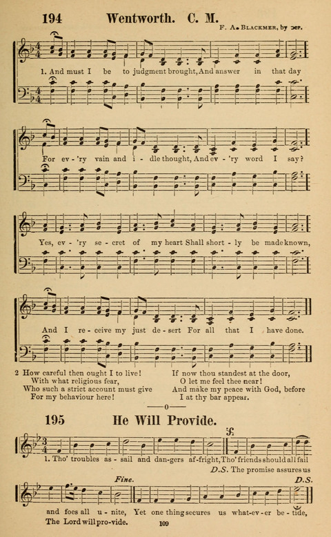 The New Jubilee Harp: or Christian hymns and song. a new collection of hymns and tunes for public and social worship page 109