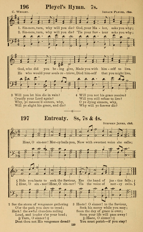 The New Jubilee Harp: or Christian hymns and song. a new collection of hymns and tunes for public and social worship page 110