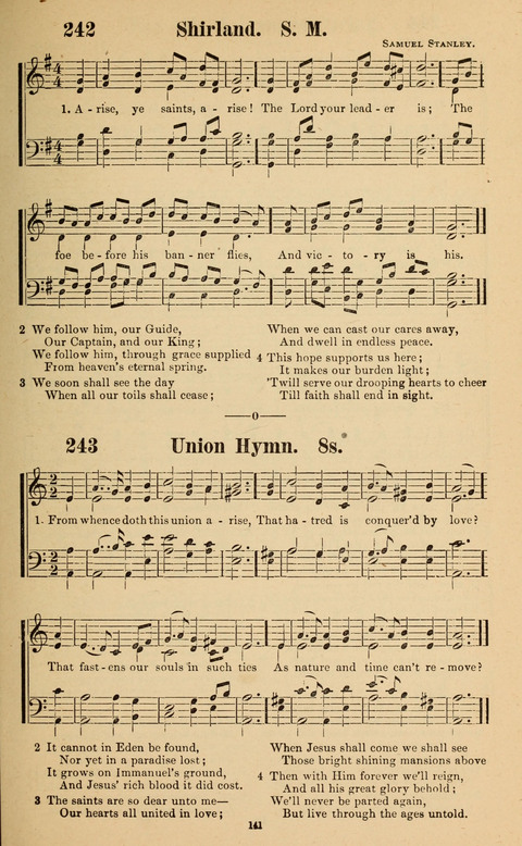 The New Jubilee Harp: or Christian hymns and song. a new collection of hymns and tunes for public and social worship page 141