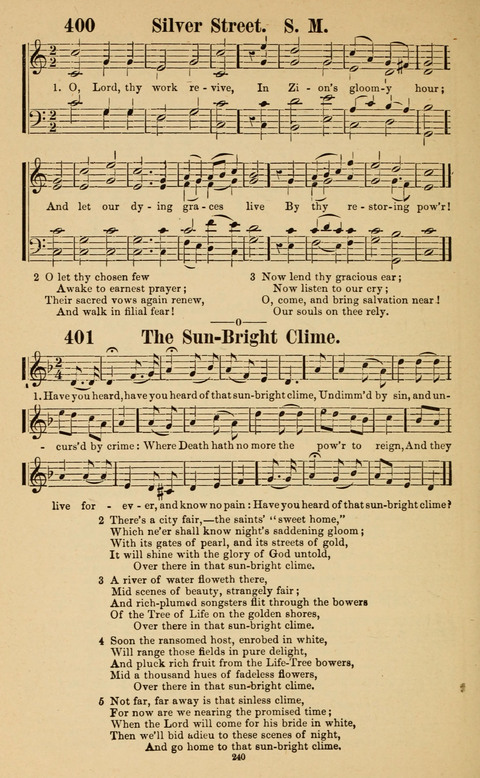 The New Jubilee Harp: or Christian hymns and song. a new collection of hymns and tunes for public and social worship page 240