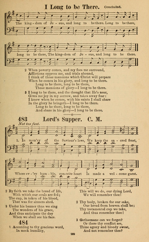 The New Jubilee Harp: or Christian hymns and song. a new collection of hymns and tunes for public and social worship page 289