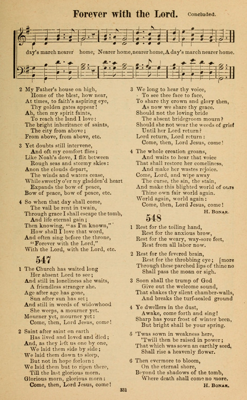 The New Jubilee Harp: or Christian hymns and song. a new collection of hymns and tunes for public and social worship page 331