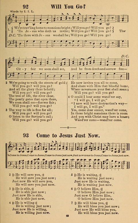 The New Jubilee Harp: or Christian hymns and song. a new collection of hymns and tunes for public and social worship page 63