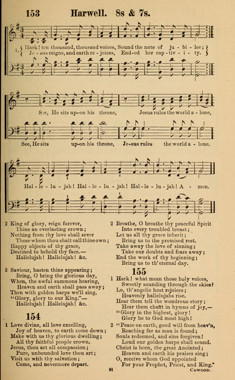 The New Jubilee Harp: or Christian hymns and song. a new collection of hymns and tunes for public and social worship page 91