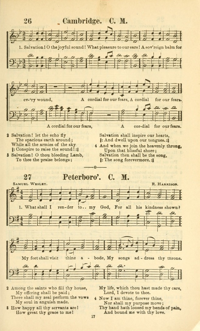 The New Jubilee Harp: or Christian hymns and songs. a new collection of hymns and tunes for public and social worship (With supplement) page 17