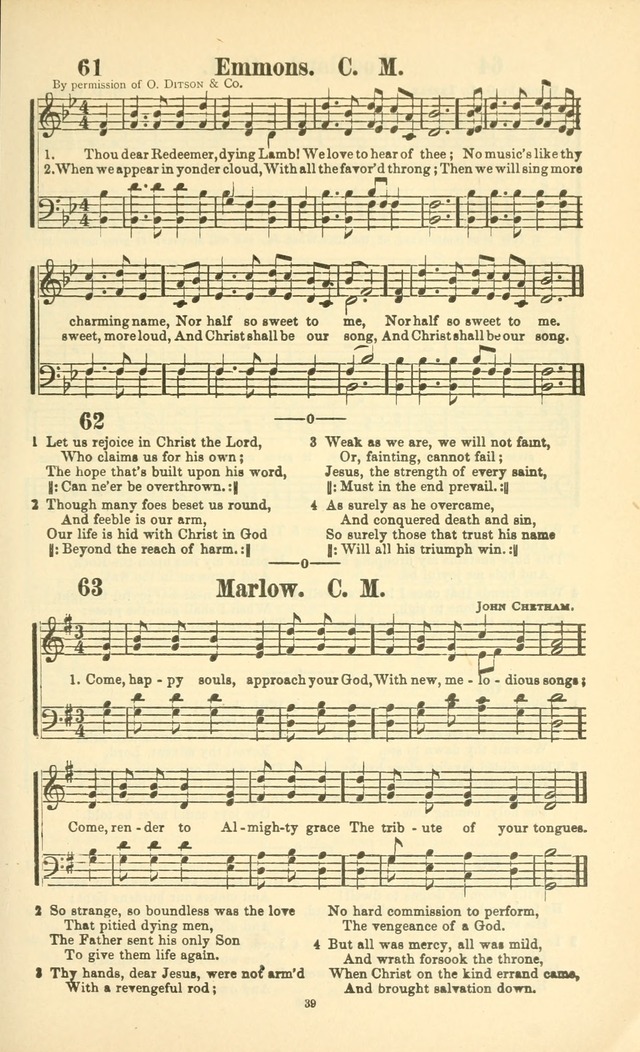 The New Jubilee Harp: or Christian hymns and songs. a new collection of hymns and tunes for public and social worship (With supplement) page 39