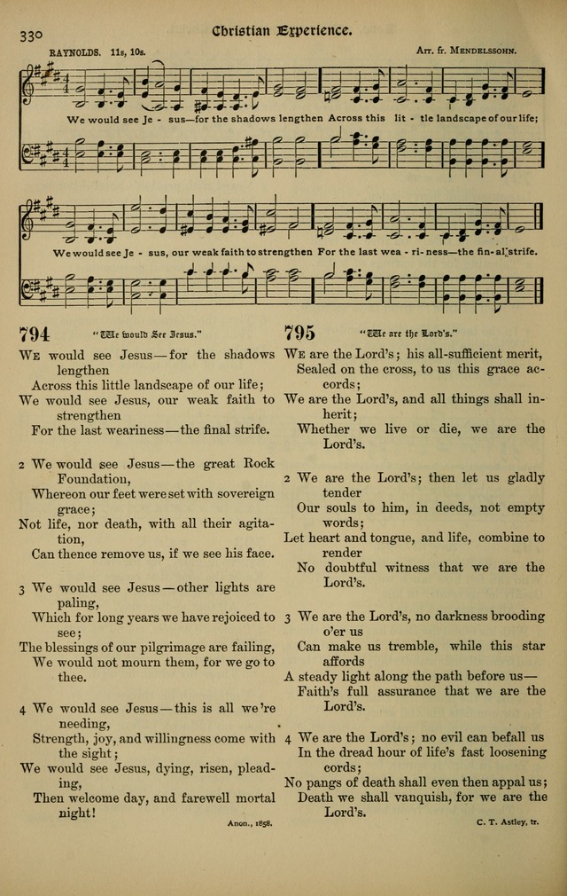 The New Laudes Domini: a selection of spiritual songs, ancient and modern for use in Baptist churches page 330