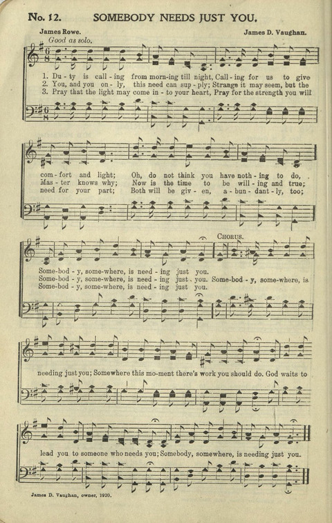 New Perfect Praise: for Sunday-schools, singing-schools, revivals, conventions and general use in Christian work and worship page 12