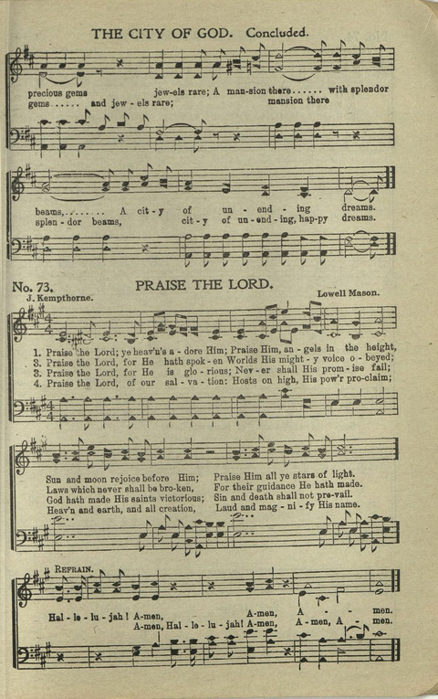 New Perfect Praise: for Sunday-schools, singing-schools, revivals, conventions and general use in Christian work and worship page 73