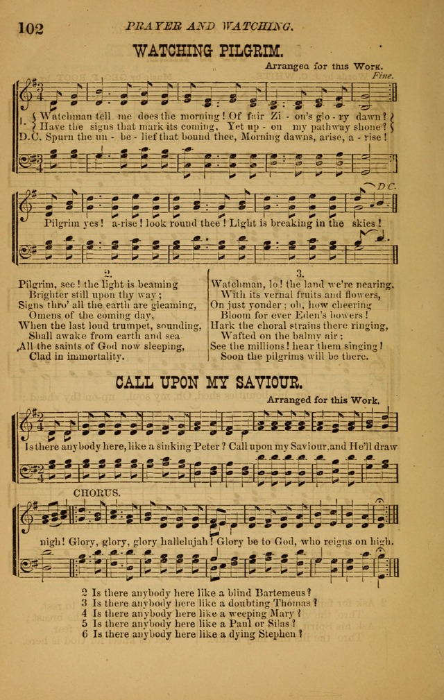 The New Song: consisting of very choice notes of redemption, embracing new original,and also selcted songs, appropriate for prayer and revivial meetings page 102