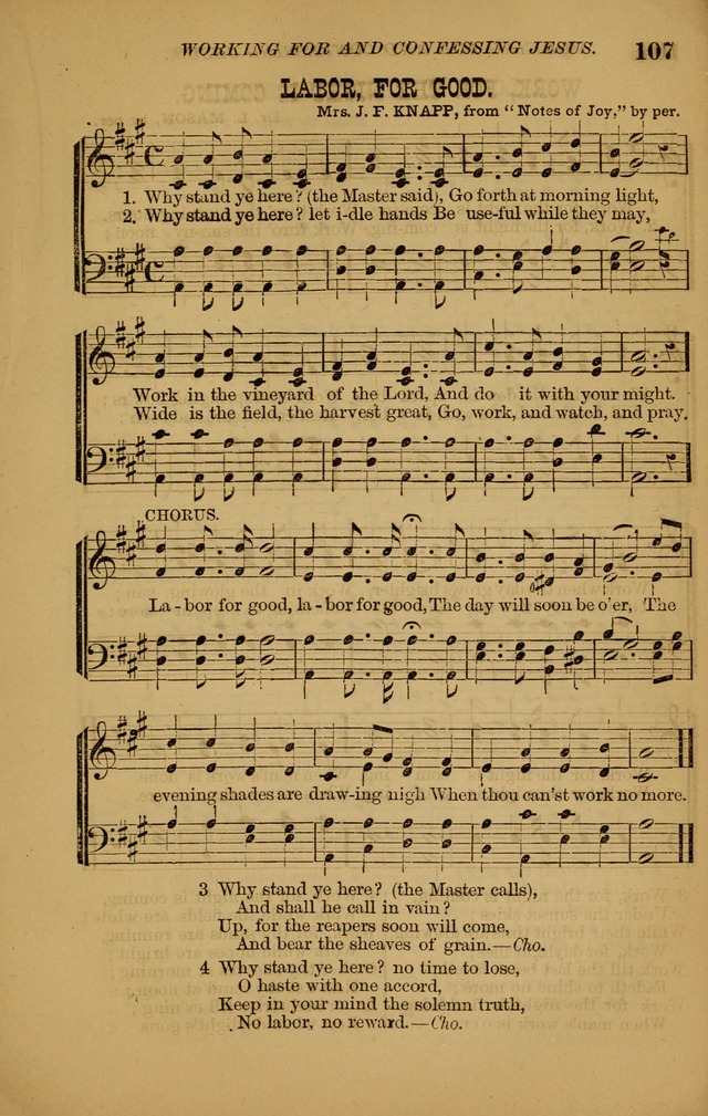 The New Song: consisting of very choice notes of redemption, embracing new original,and also selcted songs, appropriate for prayer and revivial meetings page 107