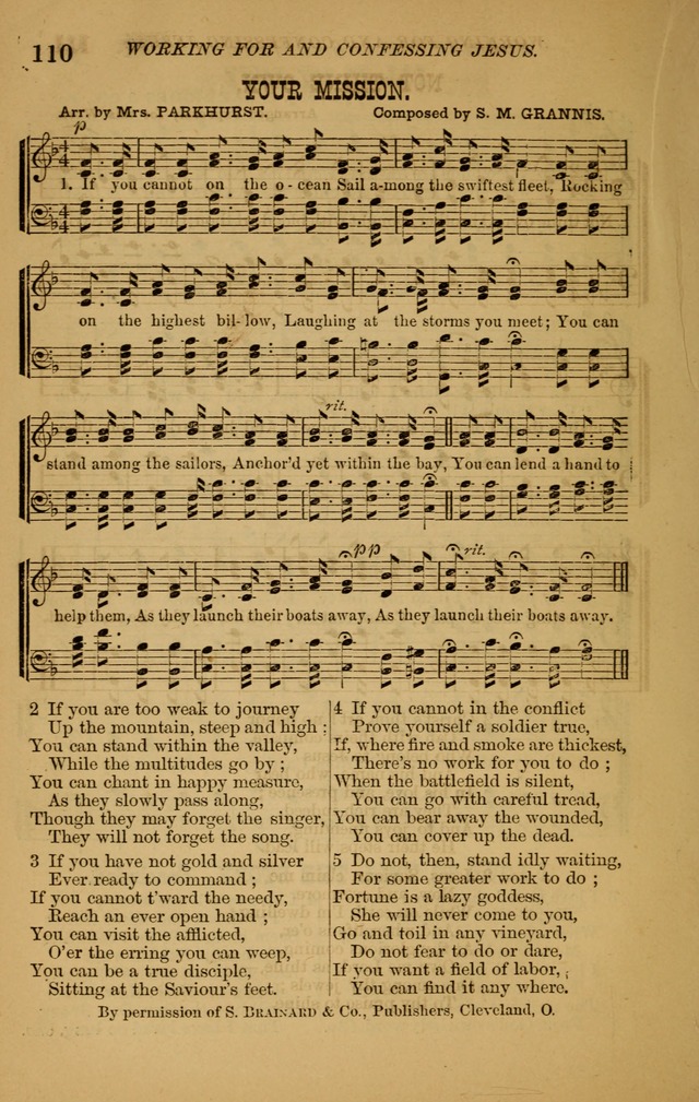 The New Song: consisting of very choice notes of redemption, embracing new original,and also selcted songs, appropriate for prayer and revivial meetings page 110