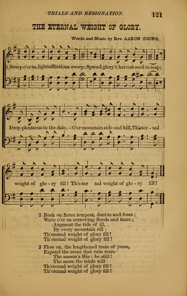 The New Song: consisting of very choice notes of redemption, embracing new original,and also selcted songs, appropriate for prayer and revivial meetings page 121