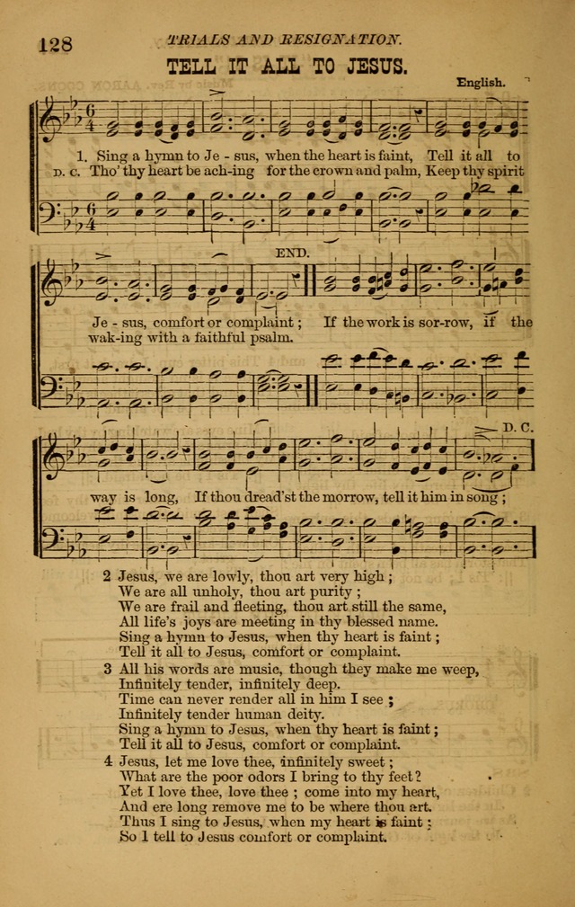 The New Song: consisting of very choice notes of redemption, embracing new original,and also selcted songs, appropriate for prayer and revivial meetings page 128