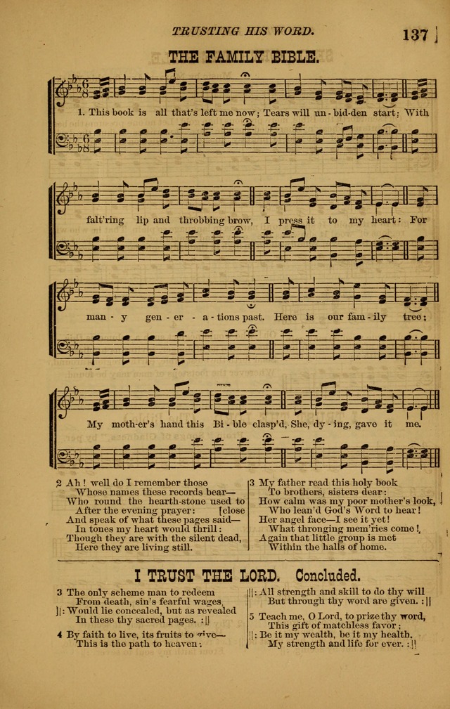 The New Song: consisting of very choice notes of redemption, embracing new original,and also selcted songs, appropriate for prayer and revivial meetings page 137