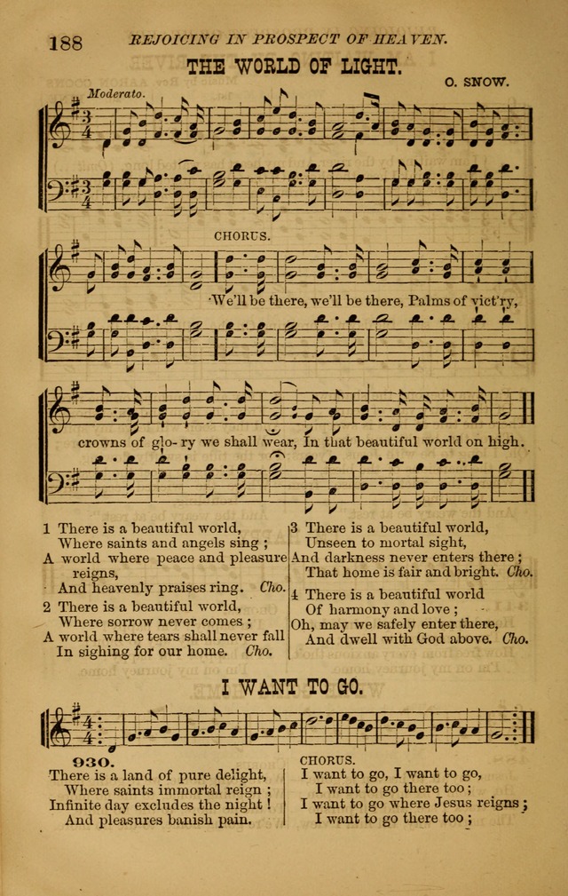 The New Song: consisting of very choice notes of redemption, embracing new original,and also selcted songs, appropriate for prayer and revivial meetings page 188