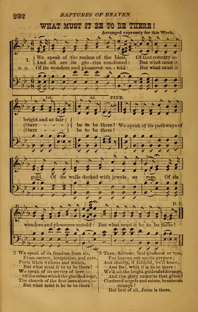 The New Song: consisting of very choice notes of redemption, embracing new original,and also selcted songs, appropriate for prayer and revivial meetings page 232