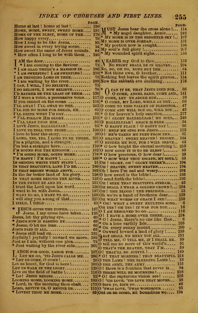 The New Song: consisting of very choice notes of redemption, embracing new original,and also selcted songs, appropriate for prayer and revivial meetings page 255