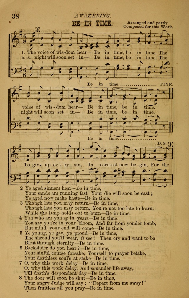 The New Song: consisting of very choice notes of redemption, embracing new original,and also selcted songs, appropriate for prayer and revivial meetings page 38