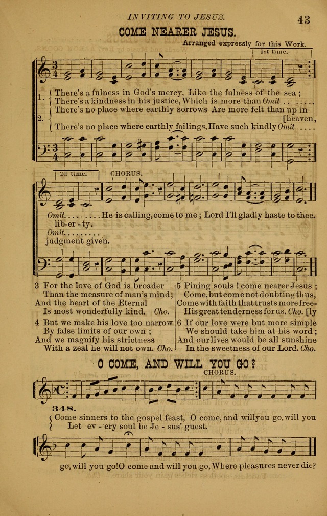 The New Song: consisting of very choice notes of redemption, embracing new original,and also selcted songs, appropriate for prayer and revivial meetings page 43