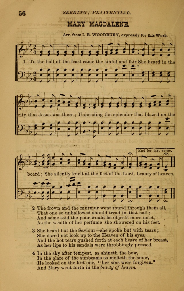 The New Song: consisting of very choice notes of redemption, embracing new original,and also selcted songs, appropriate for prayer and revivial meetings page 56