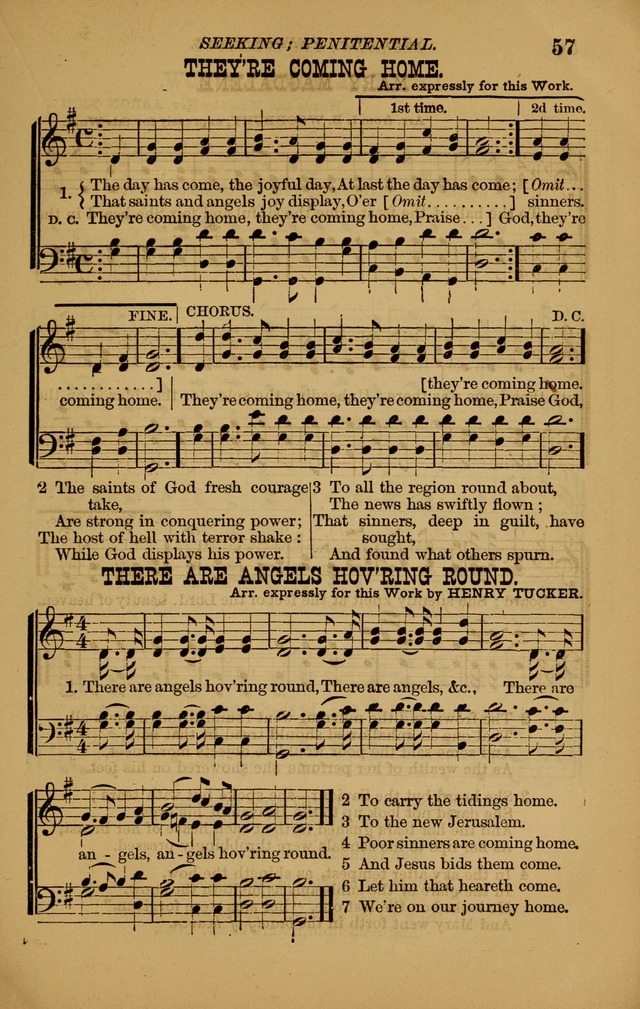 The New Song: consisting of very choice notes of redemption, embracing new original,and also selcted songs, appropriate for prayer and revivial meetings page 57