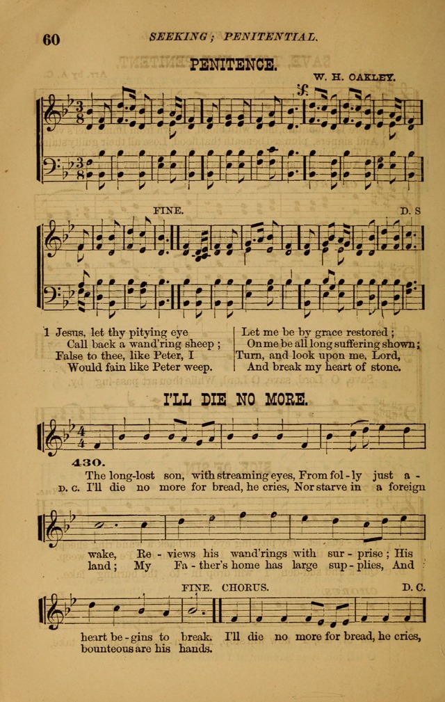 The New Song: consisting of very choice notes of redemption, embracing new original,and also selcted songs, appropriate for prayer and revivial meetings page 60