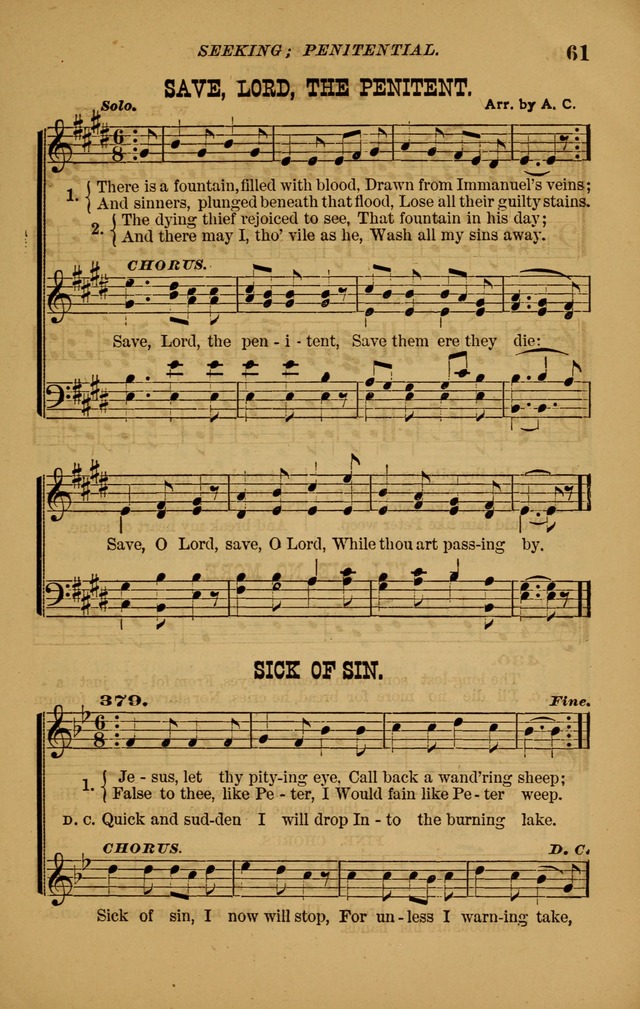 The New Song: consisting of very choice notes of redemption, embracing new original,and also selcted songs, appropriate for prayer and revivial meetings page 61