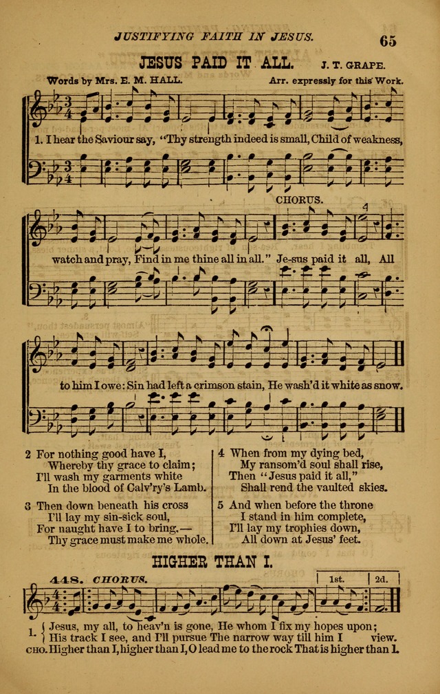 The New Song: consisting of very choice notes of redemption, embracing new original,and also selcted songs, appropriate for prayer and revivial meetings page 65