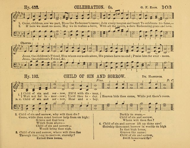 The New Sabbath School Hosanna: enlarged and improved: a choice collection of popular hymns and tunes, original and selected: for the Sunday school and the family circle... page 103