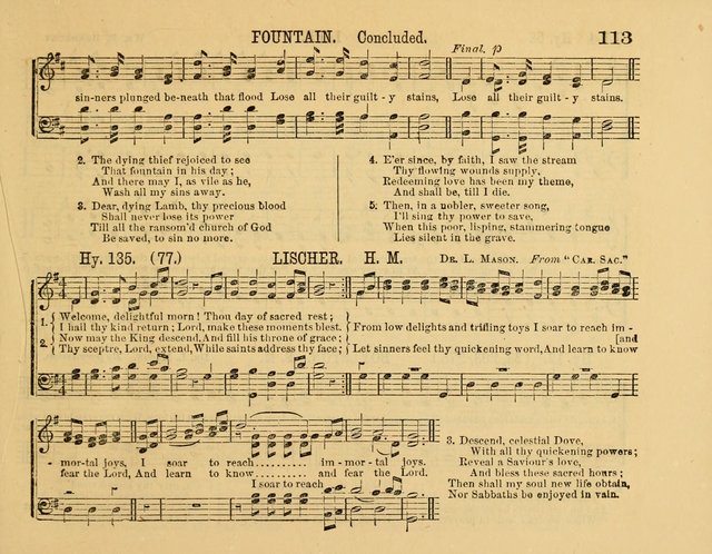 The New Sabbath School Hosanna: enlarged and improved: a choice collection of popular hymns and tunes, original and selected: for the Sunday school and the family circle... page 113