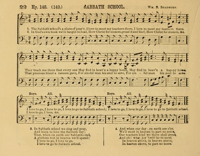 The New Sabbath School Hosanna: enlarged and improved: a choice collection of popular hymns and tunes, original and selected: for the Sunday school and the family circle... page 22