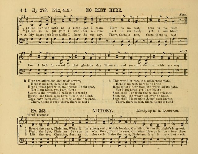 The New Sabbath School Hosanna: enlarged and improved: a choice collection of popular hymns and tunes, original and selected: for the Sunday school and the family circle... page 44