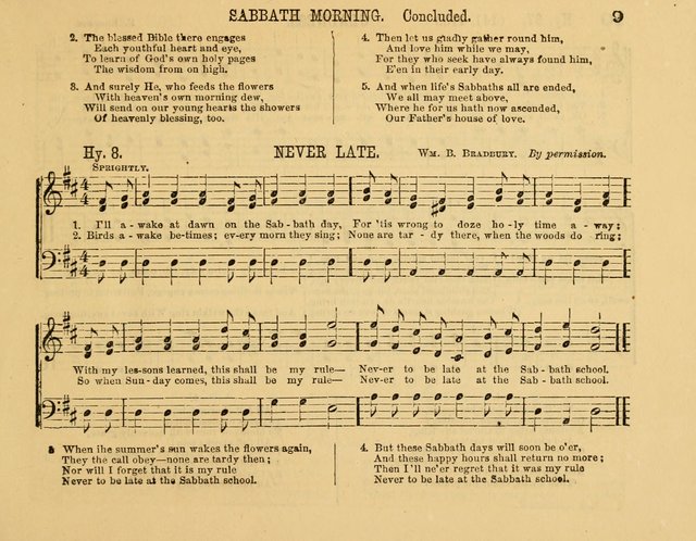 The New Sabbath School Hosanna: enlarged and improved: a choice collection of popular hymns and tunes, original and selected: for the Sunday school and the family circle... page 9