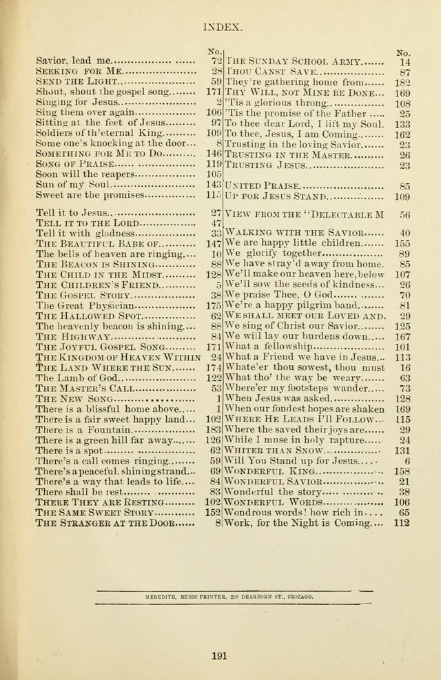 The New Song: for the Sunday school, societies of Christian Endeavor, and other religious exercises page 191